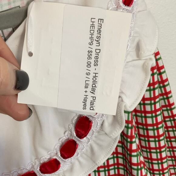 Lila + Hayes Emersyn Dress - Holiday Plaid NWT size 9 - Picture 4 of 5